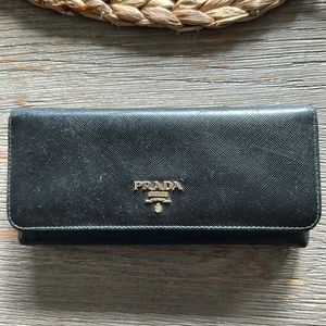 Prada Large Saffiano Wallet, Black